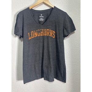 Fanatics Texas Longhorns Womens XL EG Graphic V Neck T Shirt Orange Logo